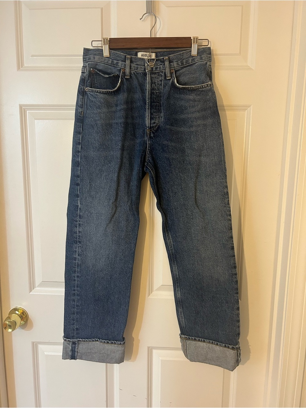Agolde Fran Mid-Rise Straight Jeans with Cuffed Hem - Picture 8 of 12